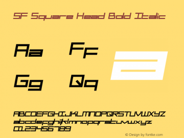 SF Square Head Bold Italic 1.0 Font Sample