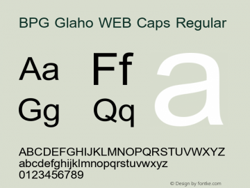 BPG Glaho WEB Caps Regular Version 1.001 2014 Font Sample