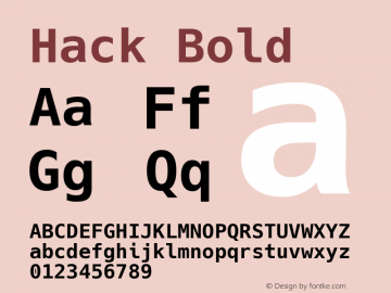 Hack Bold Version 2.015; ttfautohint (v1.3) -l 4 -r 80 -G 350 -x 0 -H 260 -D latn -f latn -m 