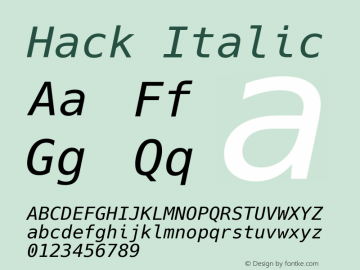 Hack Italic Version 2.015; ttfautohint (v1.3) -l 4 -r 80 -G 350 -x 0 -H 145 -D latn -f latn -w G -W -t -X 