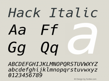 Hack Italic Version 2.015; ttfautohint (v1.3) -l 4 -r 80 -G 350 -x 0 -H 145 -D latn -f latn -w G -W -t -X 