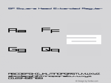 SF Square Head Extended Regular ver 1.0; 1999. Freeware for non-commercial use. Font Sample