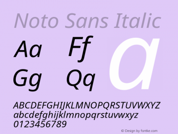 Noto Sans Italic Version 1.06 Font Sample