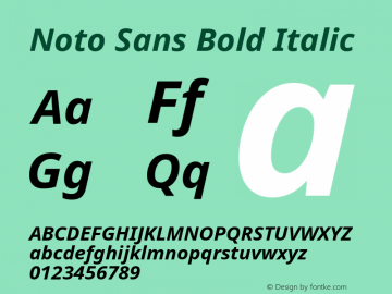 Noto Sans Bold Italic Version 1.06 Font Sample