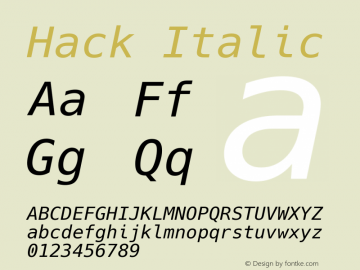 Hack Italic Version 2.014 Font Sample