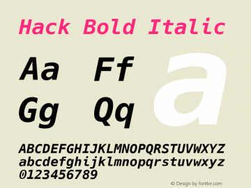 Hack Bold Italic Version 2.015 Font Sample