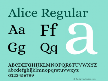 Alice Regular Version 1.010 Font Sample