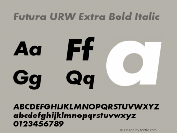 Futura URW Extra Bold Italic Version 001.005 Font Sample