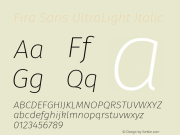 Fira Sans UltraLight Italic Version 4.106图片样张