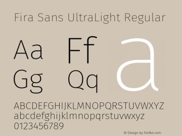 Fira Sans UltraLight Regular Version 4.106图片样张