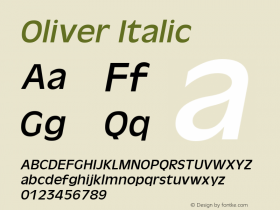 Oliver Italic 1.0 Thu May 29 07:32:06 1980 Font Sample