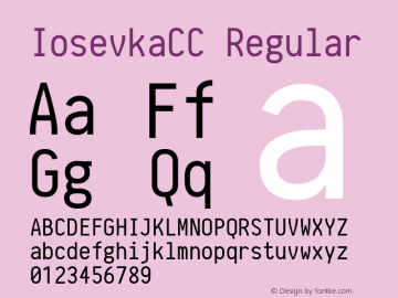 IosevkaCC Regular r0.1.13; ttfautohint (v1.3) Font Sample