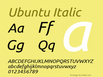 Ubuntu Italic 0.83 Font Sample