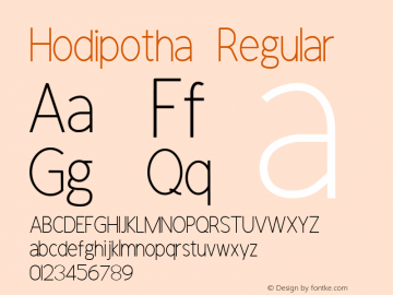 Hodipotha Regular Version 1.000 2014 initial release图片样张