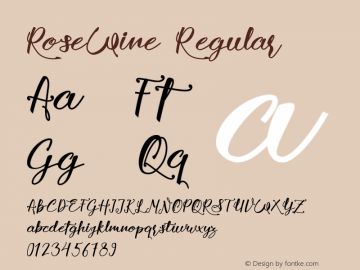 RoseWine Regular 1.000 Font Sample