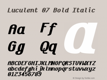 Luculent 07 Bold Italic Version 2.0.0-b4b12eb282a3图片样张
