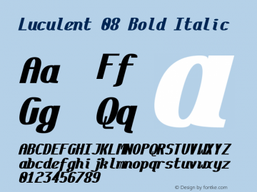 Luculent 08 Bold Italic Version 2.0.0-b4b12eb282a3 Font Sample