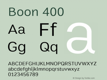 Boon 400 Version 1.0-alpha1 Font Sample