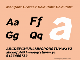 Manifont Grotesk Bold Italic Bold italic Version 001.001 图片样张
