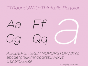 TTRoundsW10-ThinItalic Regular Version 1.10图片样张