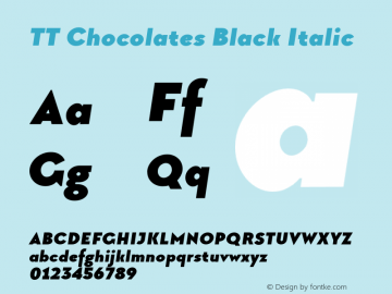 TT Chocolates Black Italic Version 1.000 Font Sample