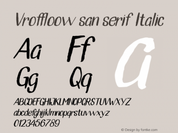 Vroffloow san serif Italic Version 1.000图片样张