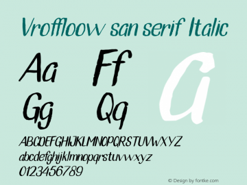 Vroffloow san serif Italic Version 1.000图片样张