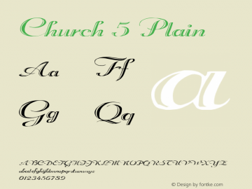 Church 5 Plain 1.0 Tue May 02 06:56:18 1995 Font Sample