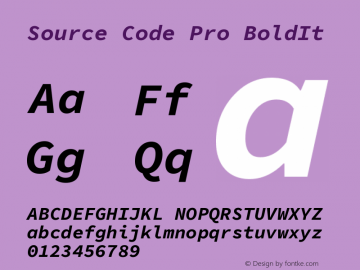 Source Code Pro BoldIt Version 1.0 Font Sample