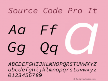 Source Code Pro It Version 1.0 Font Sample