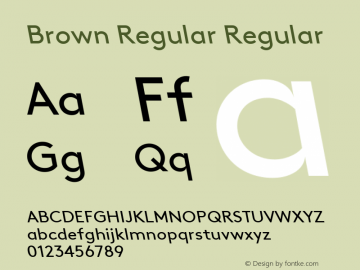 Brown Regular Regular Version 1.001 Font Sample