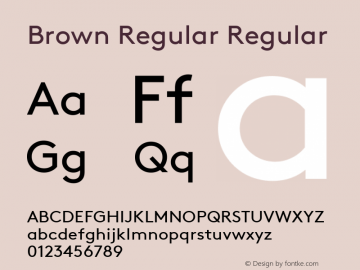 Brown Regular Regular Version 1.001 Font Sample