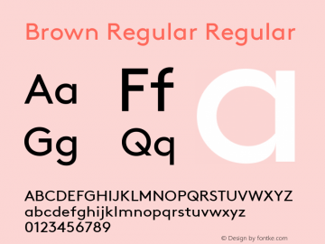 Brown Regular Regular Version 1.001 Font Sample