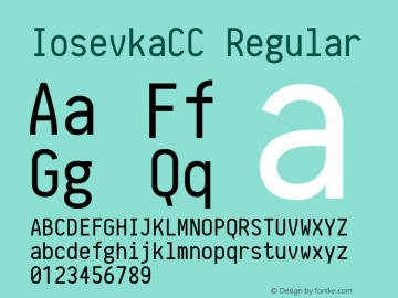 IosevkaCC Regular r0.1.14; ttfautohint (v1.3) Font Sample