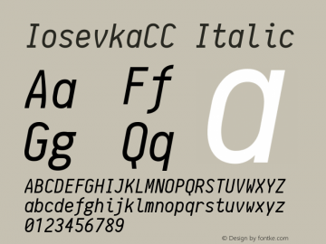 IosevkaCC Italic r0.1.14; ttfautohint (v1.3) Font Sample