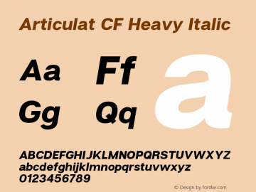Articulat CF Heavy Italic Version 1.030 Font Sample