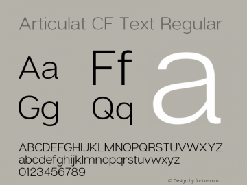 Articulat CF Text Regular Version 1.030 Font Sample