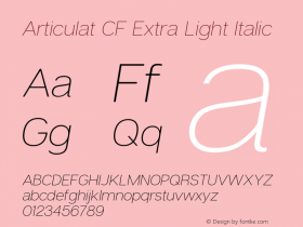 Articulat CF Extra Light Italic Version 1.030 Font Sample