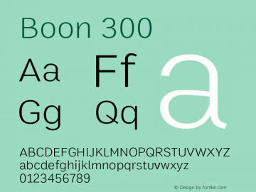 Boon 300 Version 1.0-alpha2 Font Sample