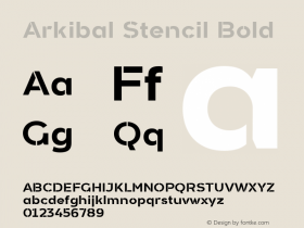 Arkibal Stencil Bold Version 1.000 Font Sample