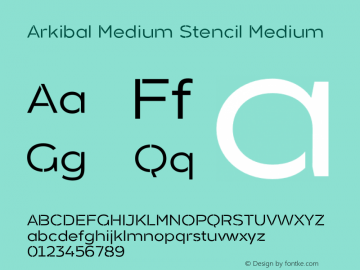 Arkibal Medium Stencil Medium Version 1.000 Font Sample