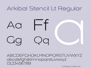 Arkibal Stencil Lt Regular Version 1.000 Font Sample