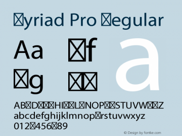 Myriad Pro Regular Version 2.000 Font Sample