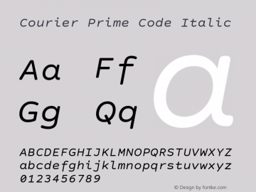 Courier Prime Code Italic Version 3.0318 Font Sample