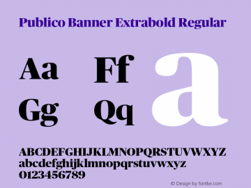 Publico Banner Extrabold Regular Version 1.001 2010 Font Sample