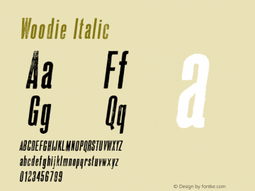 Woodie Italic Version 1.001 Font Sample