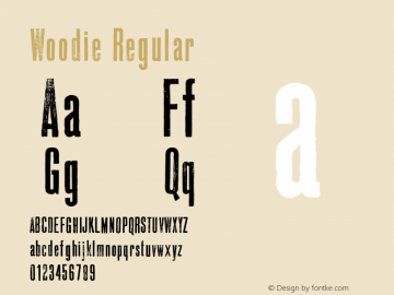 Woodie Regular Version 1.001 Font Sample