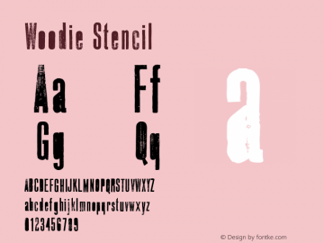 Woodie Stencil Version 1.001 Font Sample