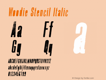 Woodie Stencil Italic Version 1.001 Font Sample