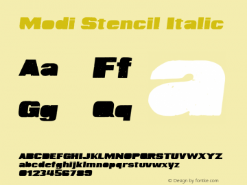 Modi Stencil Italic Version 1.000图片样张